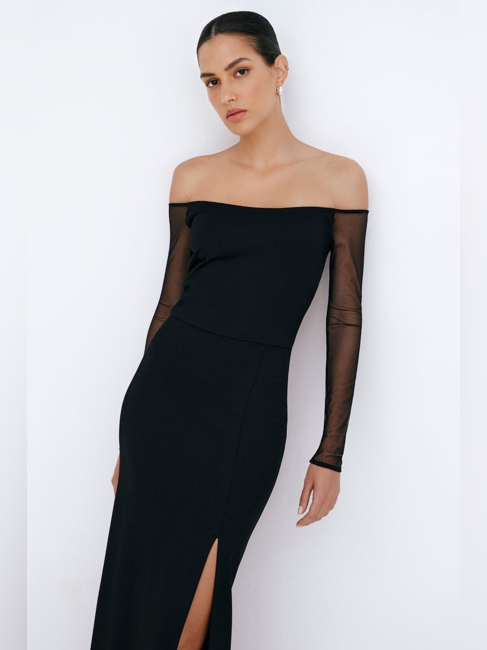 Marcella NYC Marian Dress Gown European Ponte Off Shoulder Size XS - Picture 6 of 17